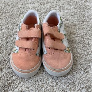 Vans Peach Suede Velcro Sneakers